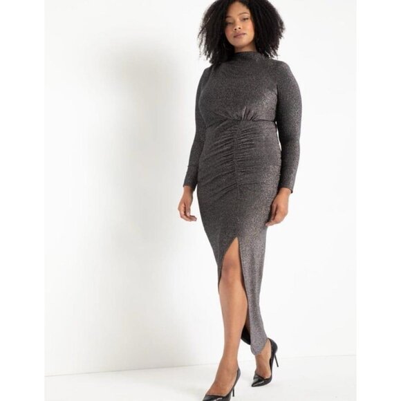 Sleeve ruched Glitter Dress - Picture 1 of 12